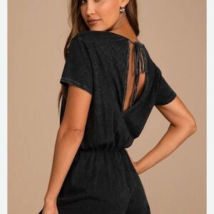 NWT Lulu’s Washed Black Open-Back Romper
